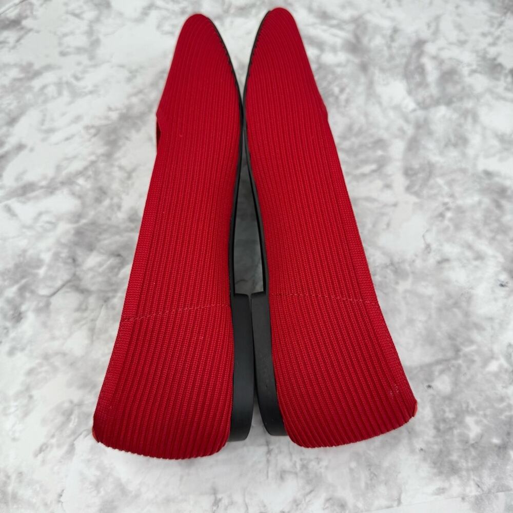 Women's Red Knit Ballet Flats - Comfortable Everyday Loafers - Picture 6 of 16